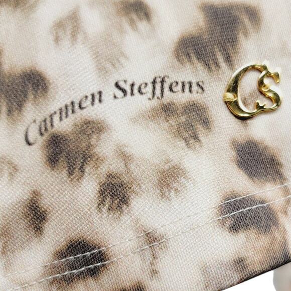 CARMEN STEFFENS Designer Ponte Knit Animal Print Fit Flare Sleeveless Dress - M - Picture 9 of 11